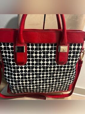 Kate Spade Cornelia Street Noel Blair Tote Fabric and Leather Red Black